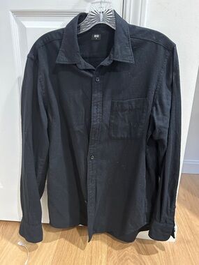 UNIQLO Black flannel Long-Sleeve Button-Up Shirt